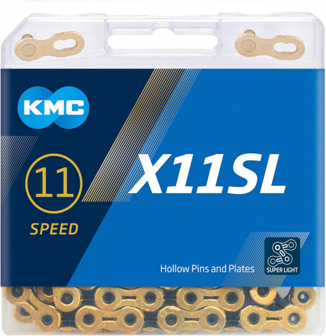 Piese biciclete - Lant KMC X11SL Ti-N Gold/Black 11 Viteze 118 Zale