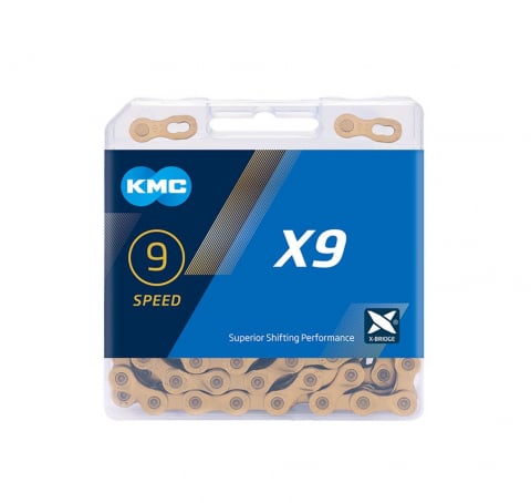 Piese biciclete - Lant KMC X9 Gold Ti-N 9 Viteze 114 zale