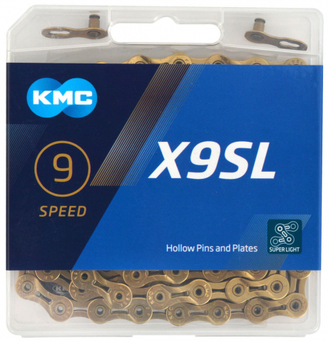 Piese biciclete - Lant KMC X9SL Ti-N Gold 9 Viteze 114 Zale