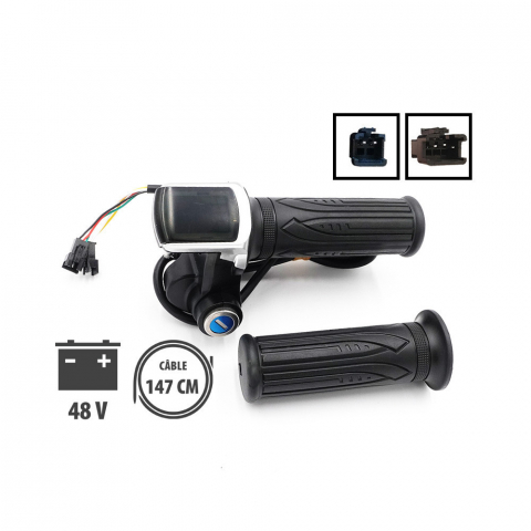 Piese trotinete electrice - Maneta acceleratie cu display LED si cheie pentru bicicleta si trotineta electrica 48V