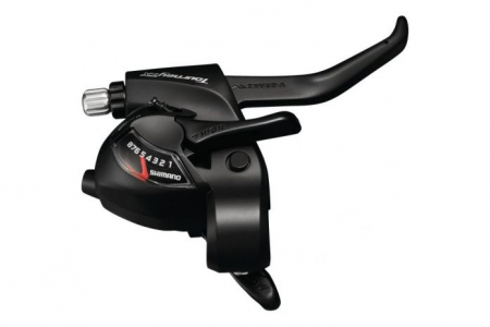 Ciclism - Maneta schimbator-frana Shimano Tourney TX, ST-TX800-R, dreapta-spate, 8 Viteze, cablu 2500mm, EZ-FIRE PLUS, pentru V-Brake, negre