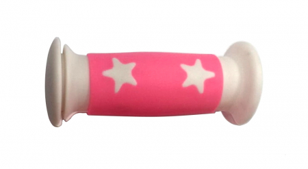 Piese biciclete - Mansoane copii Olona Italy Stars 101, guma, diam22, L.94, mijloc Roz, stele albe, laterale protective albe