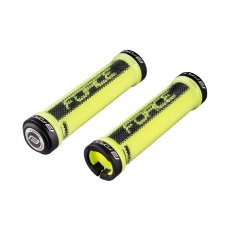 Piese biciclete - Mansoane Force Logo din cauciuc cu locking, fluo/negru