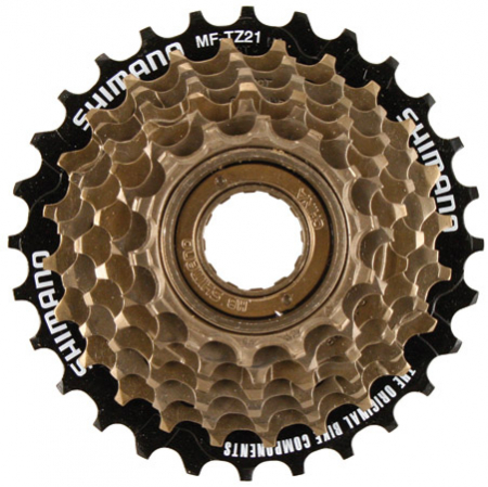 Piese biciclete - Pinion Filetat Shimano Tourney, Mf-Tz500 - 7, 7Vit, Hg 14-28T, Maro-Negru