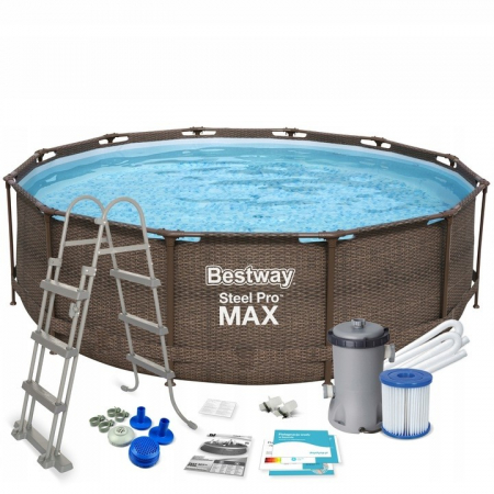 Piscine - Piscina cu cadru Bestway Steel Pro Max Rattan 366 x 100 cm cu accesorii
