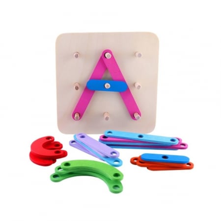 Puzzle lemn, 27 Piese Litere, Cifre si Forme, Multicolor "A hundred change collage" [3]