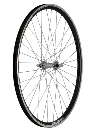 Roata Bicicleta Fata Atlas 26", 559X18, Alu Profil Dublu Culoare Negru, Cnc, Spite Otel Nichelate, Butuc Simplu Argintiu, 3/8, 36H [1]