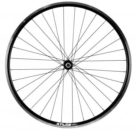 Ciclism - Roata Bicicleta Fata Atlas 28", Profil Dublu Culoare Natur/Negru, Cnc, Spite Otel Nichelate, Butuc Quando Kt-A15F, Qr, 32 H