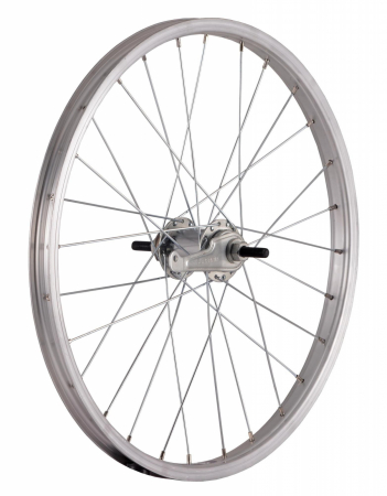 Piese biciclete - Roata Bicicleta Spate Luna 20", 406X21, Alu Simpla, Argintie Natur, Butuc Torpedou Metal, 28H, 3/8, Old13195