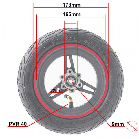 Roata cu linie rosie 6.5”/B50 pentru KuKirin G3, KUGO G2, Smartgyro și Zwheel [2]