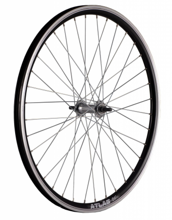 Piese biciclete - Roata Fata 24" Cerurim, Janta Dubla Atlas, 507X18, V-Brake, 36H,Neagra