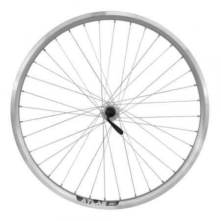 Piese biciclete - Roata Spate 26" Cerurim, Janta Dubla Atlas, 559X18, Butuc Shimano, V-Brake, 36H, Argintie