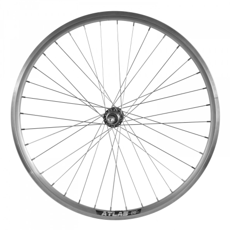 Piese biciclete - Roata spate ATLAS 26", 559x18, ALU dubla, argintie natur, V-Brake CNC, 36H