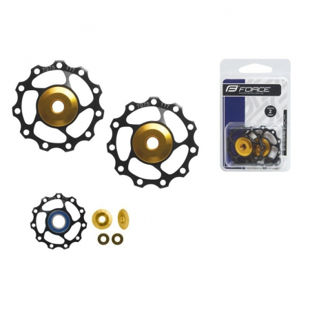 Schimbatoare spate - Rotite schimbator Force Al 11T negre, rulmenti ceramici