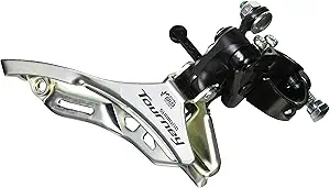Schimbator de viteze bicicleta - Schimbator fata 3x6/7 viteze Shimano Tourney AFDTY300DSDM6, rutare inferioara, 42T argintiu