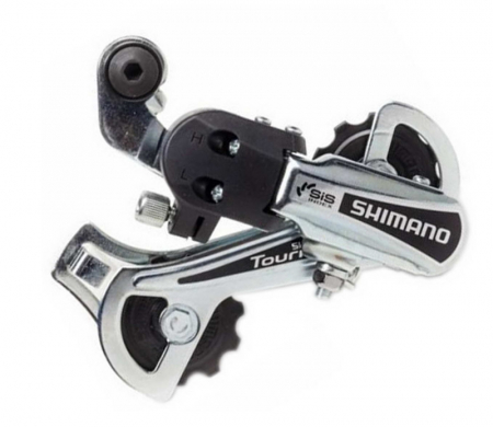 Piese biciclete - Schimbator Spate Shimano Tourney RD-TY21-B-GS, 6 Viteze, Prindere directa, Argintiu