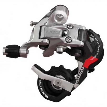 Ciclism - Schimbator spate Sram RED, 10 viteze, brat carbon, argintiu-negru