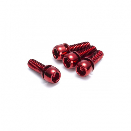Piese biciclete - Set 4 suruburi otel Reverse pentru etrier rosii