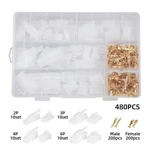 Piese trotinete electrice - Set 480 buc. conectori electrici 2.8 mm, 2/3/4/6 pini, tata si mama