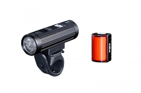 Accesorii biciclete - Set lumini fata-sate P2R LUMOIX 70 (USB), Negru