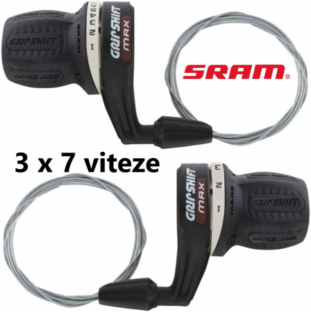 Manete schimbator bicicleta - Set Manete Schimbator SRAM MRX 3 x 7 Viteze