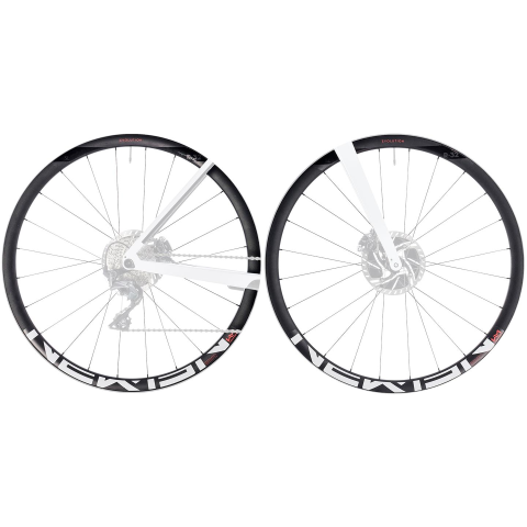 Piese biciclete - SET ROTI NEWMEN EVOLUTION SL R.32 DISC CL AX 12X100MM/12X142MM NEGRU-ALB-ROSU
