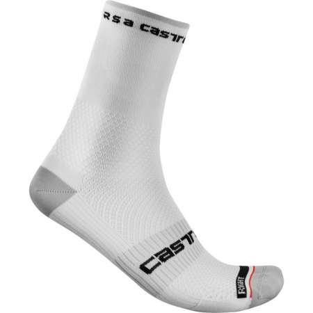 Ciclism - Sosete Castelli Rosso Corsa PRO 15, Alb, 40-43