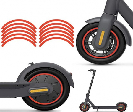 Accesorii trotinete electrice - Stickere reflectorizante roti trotineta electrica Xiaomi Mijia M365 / M365 Pro / Pro 2/ 1S