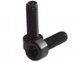 Ciclism - Suruburi de aluminiu pt bidonas cadru Fibrax FCM1001, pas M5 x 15mm lungime, ultra-usoare, anodizate Negre, blister 2buc
