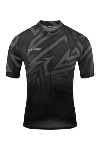 Imbracaminte ciclism barbati - TRICOU CICLISM CUBE ATX JERSEY FULL ZIP CMPT S/S BLACK GREY L
