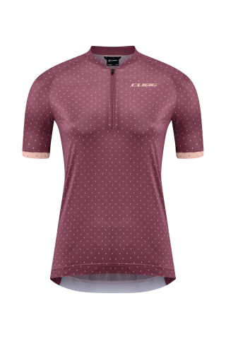 Imbracaminte ciclism dama - TRICOU CUBE ATX WS HALF ZIP CMPT S/S BERRY S