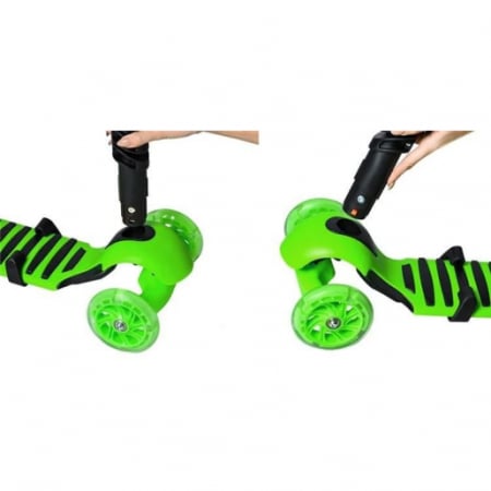Trotineta evolutiva Scooter 3 in 1 cu lumini LED pentru copii - Verde [4]