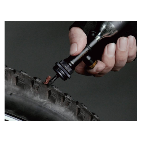 Tubi Master X, 2-in-1 tubeless tire repair kit w/disc insertion spacer, w/o CO2 cartridge, strap mount [3]