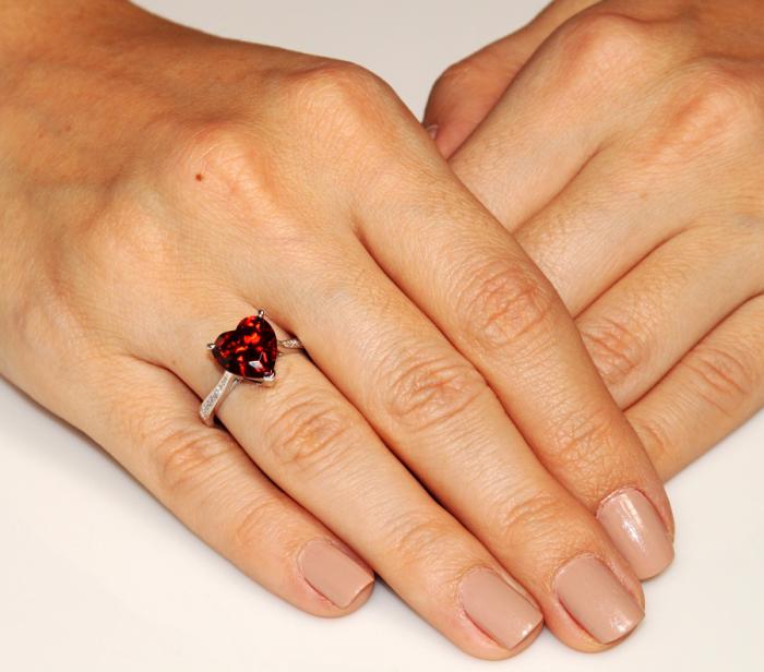 Inel Borealy Argint 925 Ruby 3.5 Carat Bridal Engagement Heart Red Marimea 5 [2]