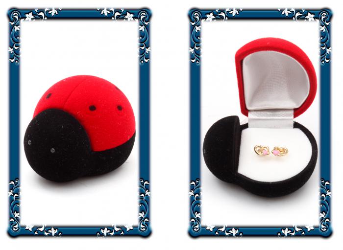 Cercei pentru Copii Borealy Aur Galben 9 K Double Heart [3]