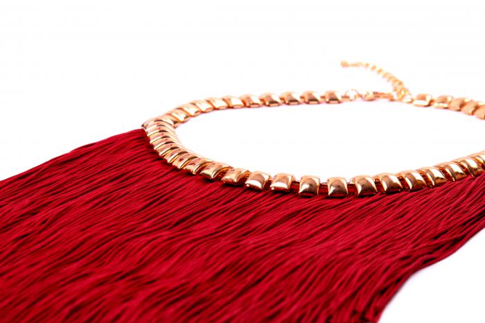 Colier si Cercei Statement Borealy Tassel Electric Red [2]