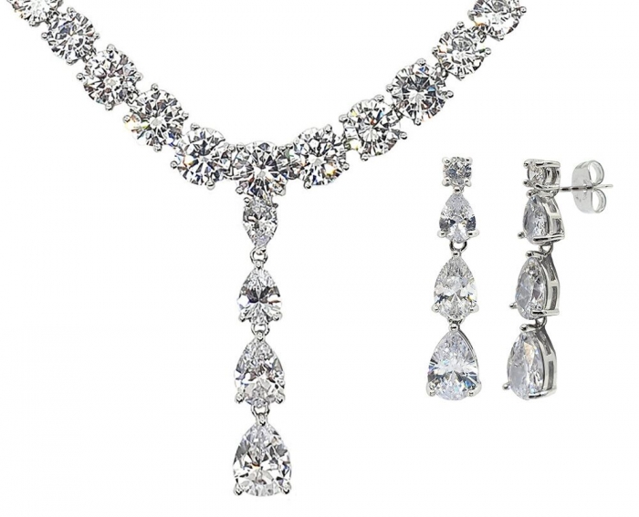 Set Colier si Cercei Crystal Square Bride by Borealy [2]