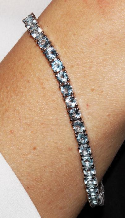 Brăţară Borealy Argint 925 Aquamarine Natural Tennis Bleu [2]