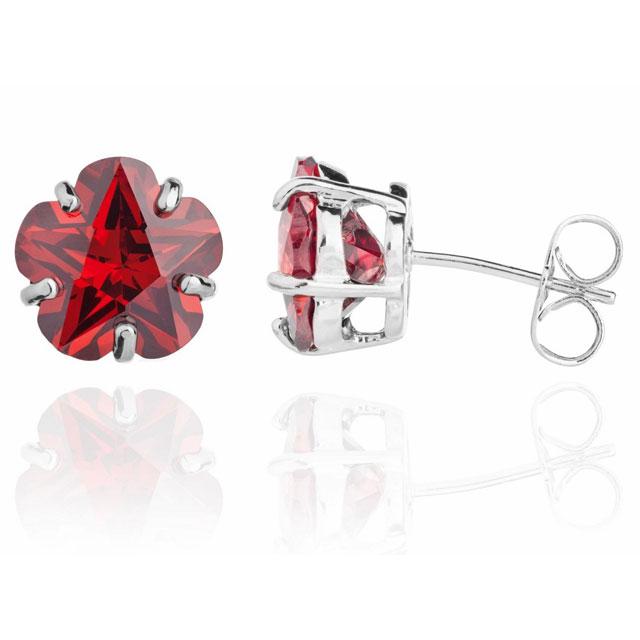 Cercei Borealy Sapphire Studs Flower Cut Red [3]