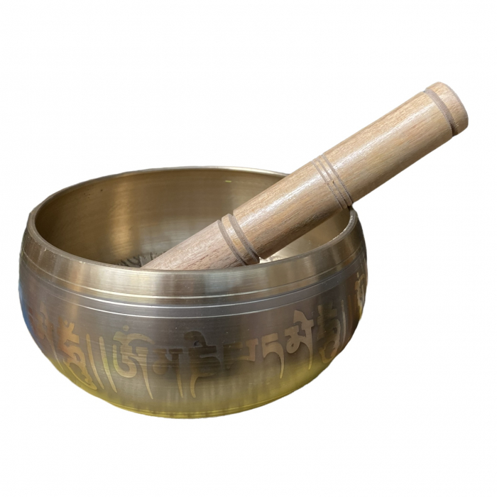 Vas tibetan Buddha – Bol cantator auriu 13 cm [3]