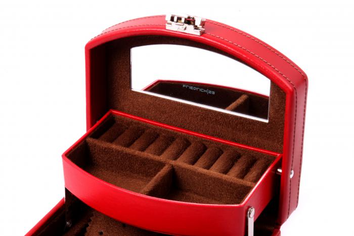 Cutie Bijuterii Intense Red piele naturala By Friedrich – Made in Germany - personalizabil [3]