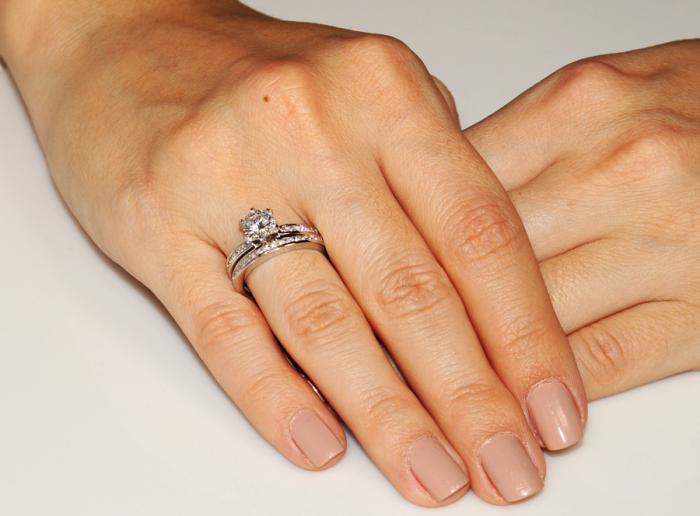 Set Inel şi Verighetă Borealy Argint 925 Solitaire Princess Marimea 8 [2]