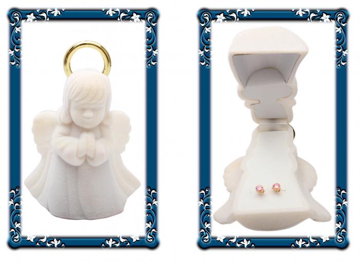 Cercei pentru Copii Borealy Aur Galben 9 K Pink Crystal [2]