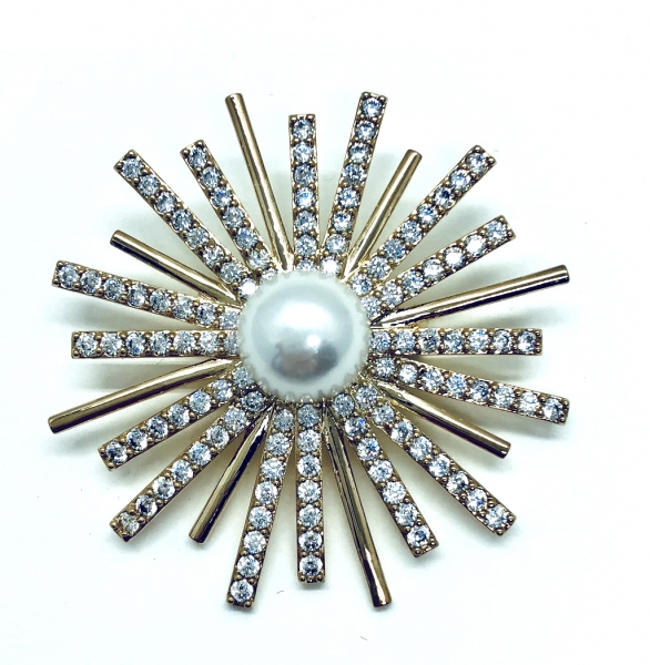 Brosa Médaillon Soleil Gold & Esarfa Coco by Borealy [4]