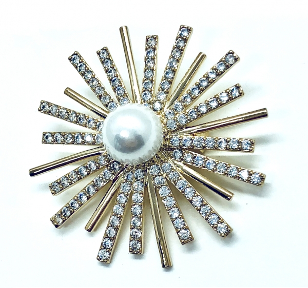 Brosa Médaillon Soleil Gold & Esarfa Coco by Borealy [3]