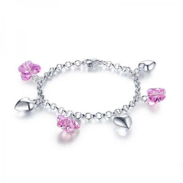 Bratara pentru Copii Borealy Argint 925 Pink Heart Butterfly [2]
