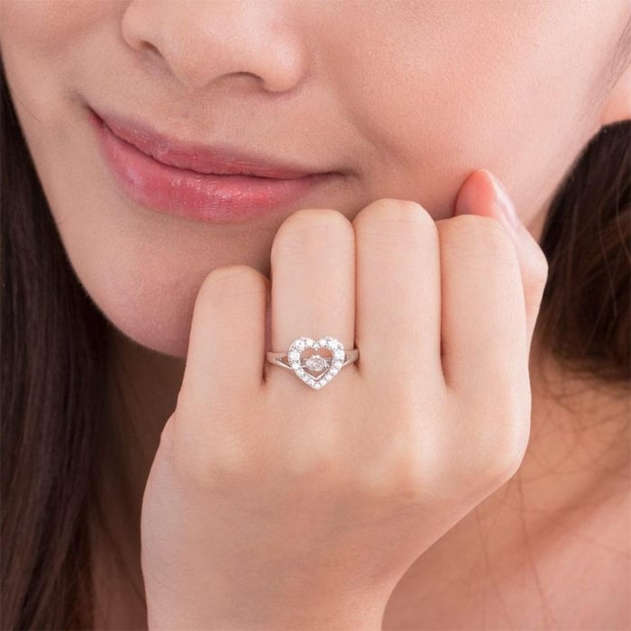 Borealy Inel Argint 925 Diamond Dancing Heart, Masura 5 [4]