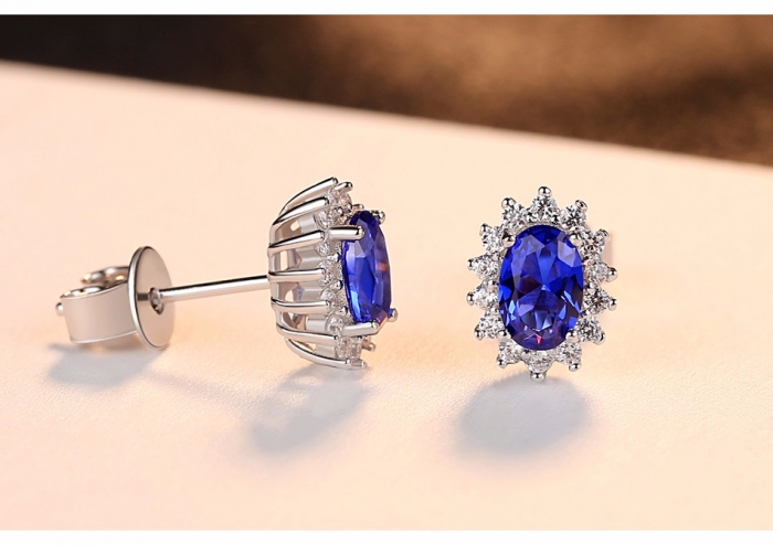 Cercei Argint 925 Simulated Topaz Flower, by Borealy [2]