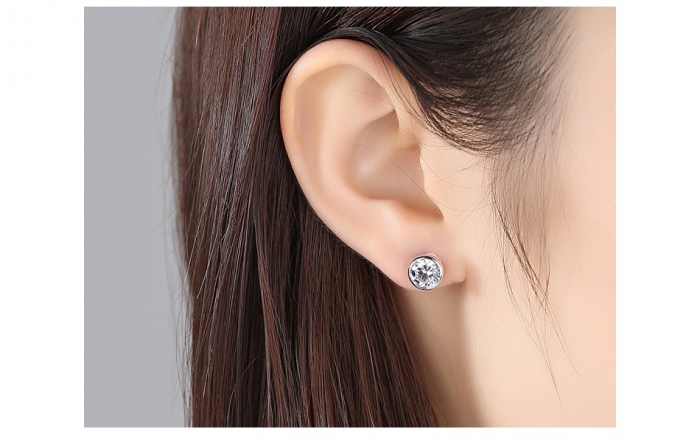 Cercei Argint 925 by Borealy, Crystal Round [2]