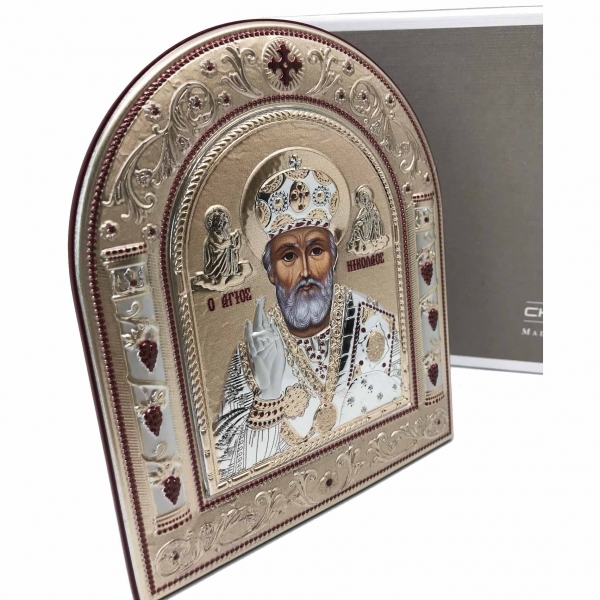 Icoana Sf. Nicolae placata cu aur si argint by Chinelli - Made in Italy [2]